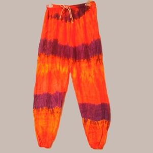 TIE DYE New Orange Pink Cotton Jeanie Pant OS